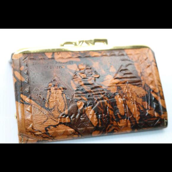 Egyptian Camel Leather Women Wallet Purse Brown King Tut Hunting 7.75" # 326 - Picture 7 of 8